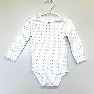 Carter's White with Brown Polka Dots Long Sleeve Onesie : 18 Months